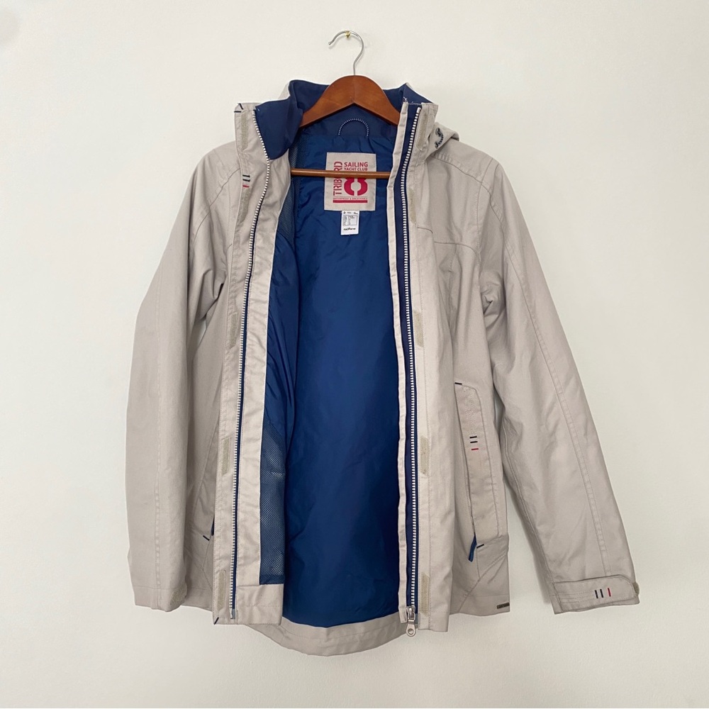 Tribord Sailing Yacht Club Waterproof Jacket Beige Blue Small